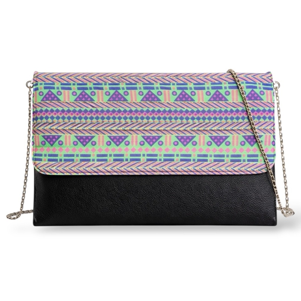 NWT Geometric Envelope Clutch Crossbody Chain Bag 13.5” Boho Time and Tru
